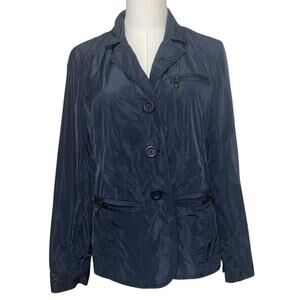 Chico's 0 Blue Button Down Casual Outdoor Blazer Pocket Lined Jacket